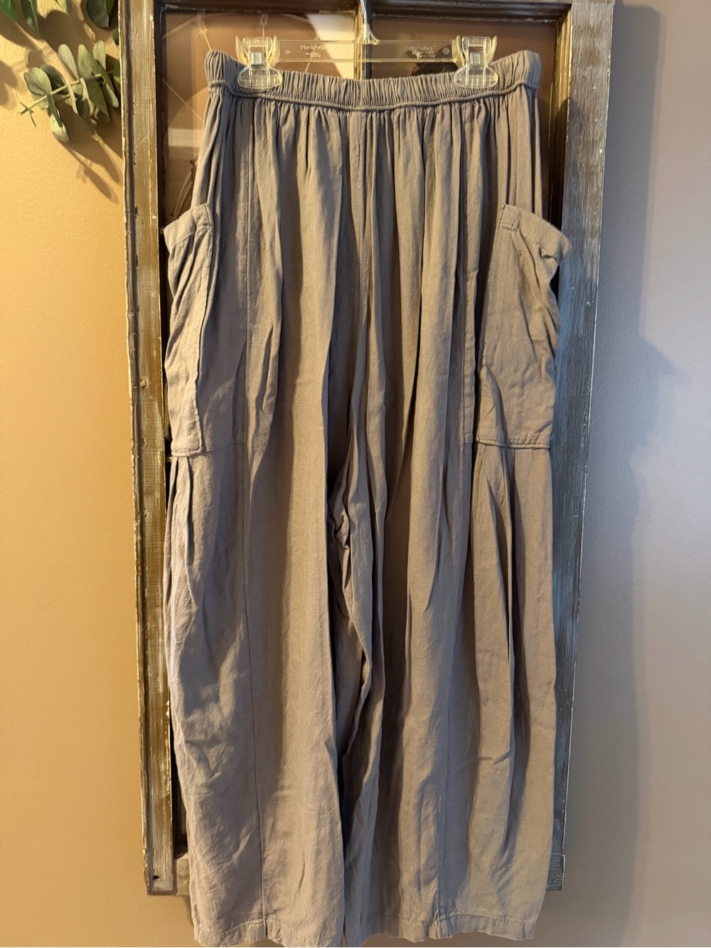 Free People Gray Wide Leg Cargo Lounge Pants XS Boho Utility Drawstring